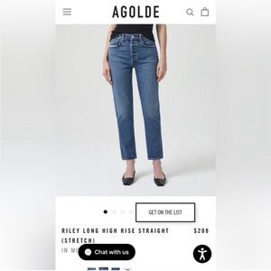 Agolde Blue High Rise Jeans Classic Style